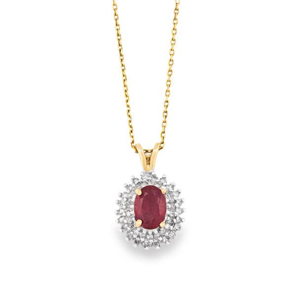 Ruby & Diamond Cluster Necklace