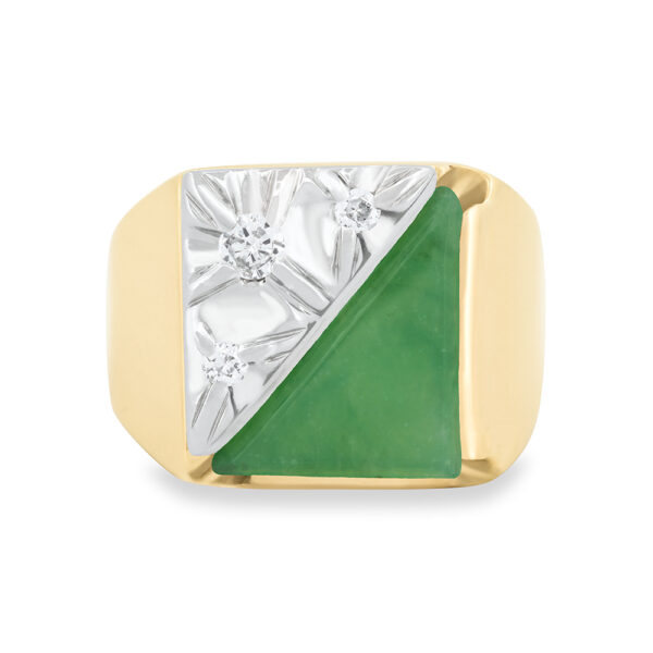 Green Chalcedony & Diamond Ring