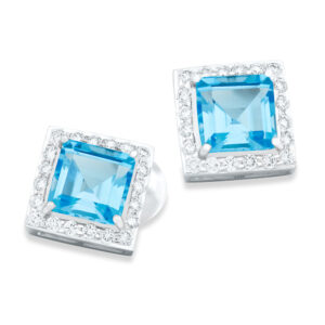 Blue Topaz & Diamond Studs