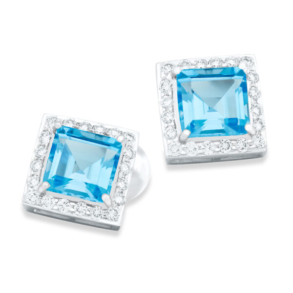 Blue Topaz & Diamond Studs