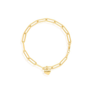 Gold Paperclip & Heart Bracelet