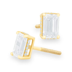 Lab-Grown Emerald Cut Diamond Studs