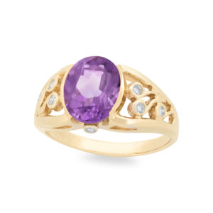 Gold Amethyst & Diamond Ring