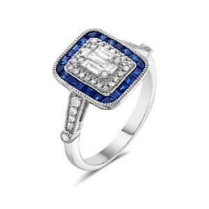 Sapphire & Diamond Deco Ring