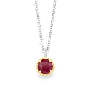 Genuine Gemstone Sterling & Gold Necklace`