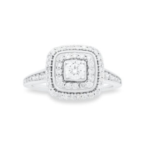 Double Halo Diamond Engagement Ring