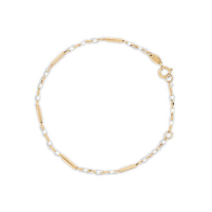 Bead & Bar Enamel Gold Bracelet