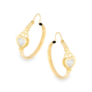 CZ Heart Hoop Earrings