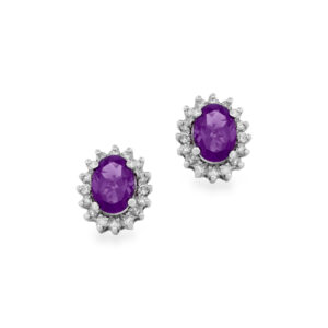 Amethyst & Diamond Stud Earrings
